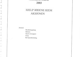 Hjelp Jødene Hjem Årsrapport, årsregnskap for 2003.